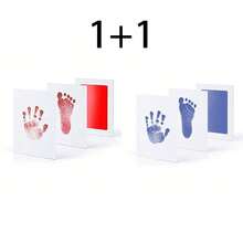 0-6 Months Newborn Baby Non-Contact Ink Pad Baby Growth Handprint Footprint Inkpad, 1 Set Includes 1 No-Wash Ink Pad + 2 Sheets - Multicolor - View 23