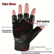 1. 男士手套户外白色骷髅铆钉半指手套PU皮秋冬运动手套情侣骑行手套 - 彩色 - 查看 4