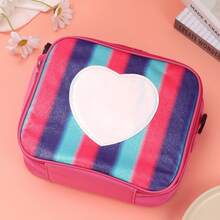 1 PC Laser-Printed Lunch Bag In Rainbow Colors, Suitable For Outdoor Picnics, Bento Boxes, Takeout, And As A Minimalist Shoulder Bag For School Or Work Lunches. Features A Simple Zipper Closure, Detachable Adjustable Shoulder Strap, And Fixed Handles. Ideal Gift Choice.