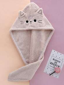 Serviette de cheveux mignonne en forme de chat pour femmes, turban en microfibre séchage rapide, serviette torsadée ultra-absorbante pour cheveux longs et bouclés, accessoire de bain et de douche doux (design de dessin animé, sans frisottis, séchage en douceur). Serviettes de douche pour salon de beauté, hôtel, sport, essentiels de la maison, serviette, soins de la peau