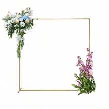 Soporte de arco dorado, arco de boda, soporte de arco de metal cuadrado y rectangular para globos, marco de arco de jardín para boda, fiesta de cumpleaños, decoración de fondo para photocall