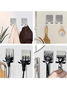1/3Pcs Razor Holder Shaver Hook Hanger Stand For Shower,Stainless Steel Non Perforated Shaver Racks,Stainless Steel Razor Holder For Shower,Razor Holder Hooks,Waterproof Self-Adhesive Shaver Holder,Bathroom Storage Brackets,Wall Mounted Non Drilling Hanging Storage Racks,Ideal For Bathroom,Kitchen,School,Dormitory,Apartment