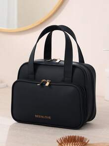 1pc Portable PU Leather Makeup Bag, Large Capacity Professional Cosmetic Organizer Pouch With Zipper, Brush & Pencil Holders, Waterproof Material, Multi-Compartment Design, Easy To Clean, Multifunctional Travel Toiletry Bag, Suitable As Birthday, Mother's Day, Christmas Gift, Beach Bag, Back To School Toiletry Bag - Multicolor - View 11