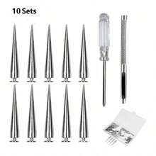 Pack Of 10/30/50 Cone Spikes Screwback Studs For Punk Clothing And DIY Crafts