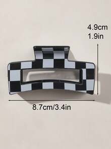 6个棋盘格纹发爪夹，中号，波西米亚风，适合海滩、度假、秋冬季节，女士优雅发夹，花朵发夹，夏季必备 - 彩色 - 查看 3