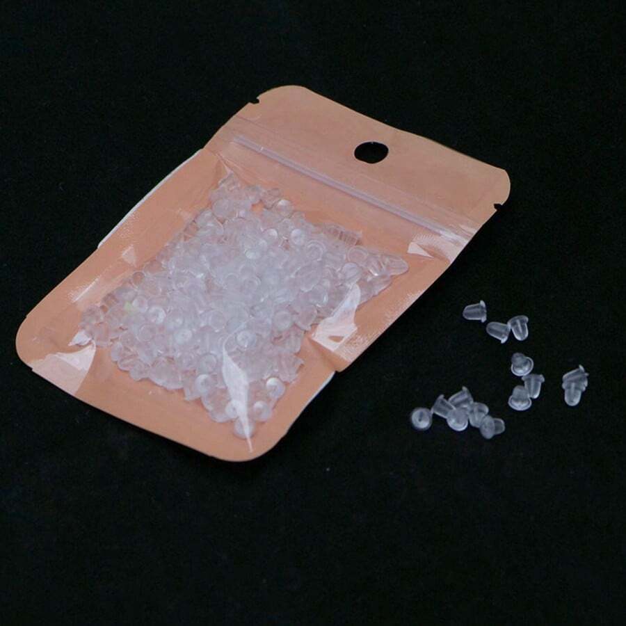 约 100 件/300 件硅胶透明安全耳环后盖，适用于耳环、耳钩、耳钉、珠宝配饰、女士日常佩戴 - 無色 - 查看 1