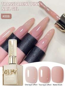 XEIJAYI 1瓶15毫升透明粉色凝胶指甲油，持久耐用，适用于LED/UV灯固化，是美甲沙龙、居家美甲和女士礼物的理想之选。 - 淺粉色 - 查看 10