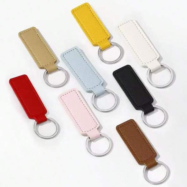 1pc Simple And Elegant Leather Keychain For Business Car Key Accessories, Bag Ring, Pendant, DIY Key Ring Christmas Gift