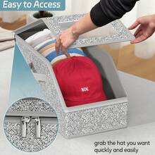 2pcs Foldable Hat Storage Box With Transparent Cover, Can Store Baseball Caps, Cowboy Hats, Stackable Transparent Hat Organizer Box, Holds Up To 28 Hats, Grey - Multicolor - View 7