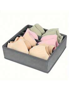 Four Piece Drawer Organizer Divider Foldable Closet Storage Organizer Basket And Fabric Organizer Box, Used For Storing Clothes, Underwear, Bras, Ties, Accessories, Socks - Grey - View 3