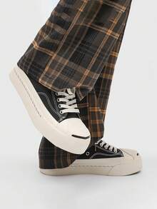 Teens' Canvas Shoes, Niche Design Couple Casual Sneakers, Unisex Low-Top Face Thick Sole Retro Breathable Canvas Shoes