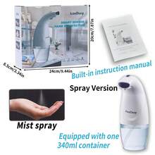 Automatic Foam Soap Dispenser, Touchless Hand Wash, Sunscreen Container, Dispenser, Sensor Soap Dispenser, Wall-Mounted Soap Dispenser, Outdoor, Indoor Home, Bathroom, Kitchen, Hotel, 340ml, Halloween Gift, Christmas Gift, Hydrating Mist, Moisturizing Mist, Spray, Essence Spray, Hyaluronic Acid Spray, Toner Spray, Hand Wash, Body Wash, Shampoo, Waterless Gel, Sunscreen Lotion