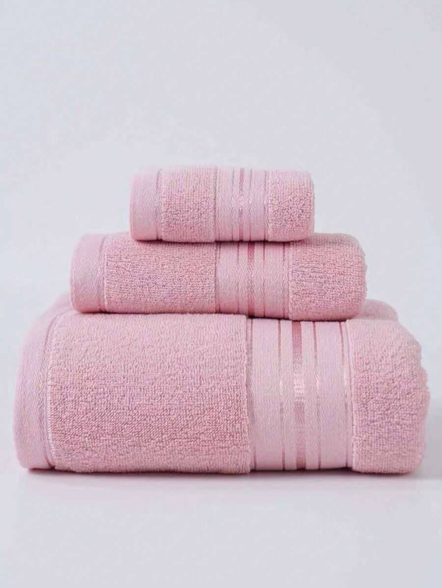 1 pezzo/3 pezzi Set di asciugamani tinta unita semplice, super morbidi e ad asciugatura rapida, non sfilaccianti, asciugamani da sauna, altamente assorbenti, leggeri e compatti, asciugamani per ospiti, asciugamani da bagno di alta qualità, accessori da bagno, il miglior regalo per i propri cari. Dimensioni asciugamano viso: 34*34, Dimensioni asciugamano mani: 34*75, Dimensioni asciugamano da bagno: 70*140 Asciugamani da doccia per salone di bellezza, hotel, sport, essenziali per la casa, asciugamani, cura della pelle - Rosa - Visualizzare 1