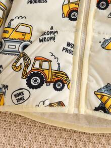 小男孩和婴儿泰迪熊衬里毛绒绒夹克全拉链极地冬季外套带口袋连帽外套 - 彩色 - 查看 6