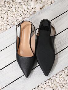 Elegant Solid Color Women's Shoes, With Ankle Strap, Low Lightweight Low Heel, Pointed Toe, Women's Low Heel Shoes - Black - View 5
