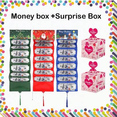 Christmas Surprise Wallet, Give Your Loved Ones And Friends A Unique Gift! Creative Gift Box Red Envelope Box, Thoughtful Design, Send Creative Surprises To Your Loved Ones And Friends, Suitable For Holiday Celebrations And Gift Giving. (There May Be Some Bending During Paper Board Transportation, Please Understand, Cautious Buyers)