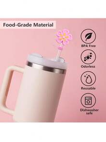 6 Piezas Tapa de Pajita Rosa para Vaso Cup de 40 30oz, Accesorios Reutilizables de Tapa de Pajita Decorativa Adorable de 10mm para Fiestas, Regalos Compatibles con Accesorios de Vaso