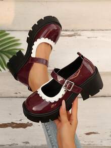 2025 Autumn New Thick Sole Mary Jane Leather Shoes, Vintage Mid-Heel JK Uniform Loafers For Women