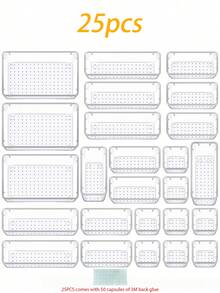 1/5/7/11/25件餐具厨房抽屉收纳盒 | 可堆叠透明PET餐具收纳托盘，适用于碗、叉、勺、刀等餐具 | 橱柜抽屉和台面收纳盒，厨房收纳盒，餐具架，厨房用具，冰箱，餐厅用具，抽屉配件 - 透明 - 查看 16