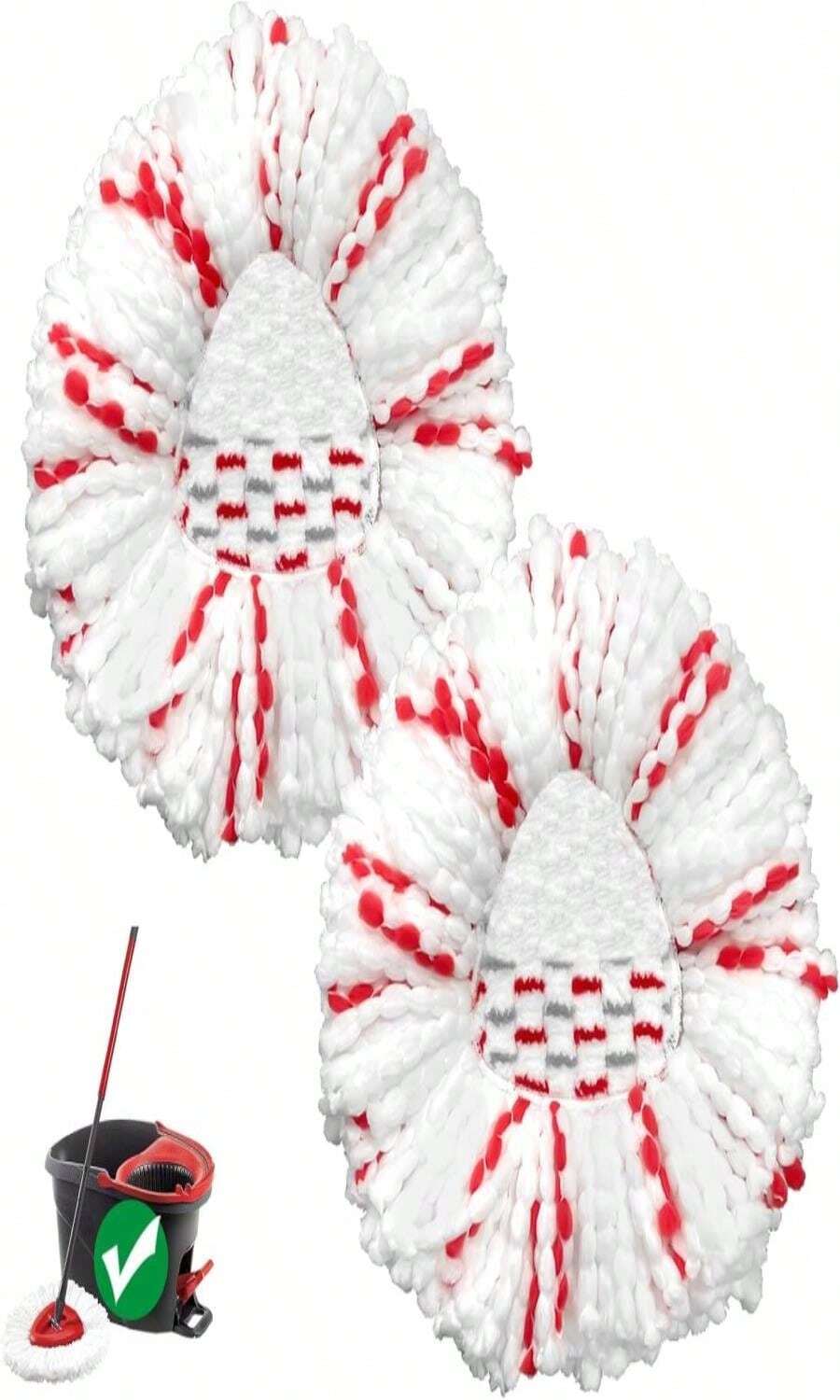 Mop Head Replacement, 3 Pack Spin Mop Refill Replace Head Compatible O Cedar Easywring 1-Tank System, Great Cleaning Power, Microfiber, Helper Housework, Machine Washable Easy-To-Replace, White - Màu B - Xem 1