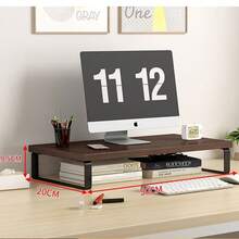 1pc Wooden Monitor Stand With Storage, Laptop Computer Monitor Riser Desk Organizer, Suitable For Home And Office Desktop, Laptop Stand, Office Supplies - 彩色 - 查看 7
