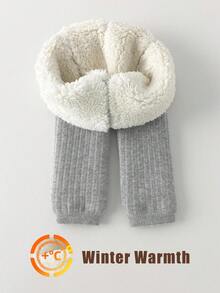 1 Pair Baby Toddler Leggings Girls' Thickened Tights, Kids Tights Warm For Winter, In Simple Black, White And Gray, Suitable For Outdoor Wear.