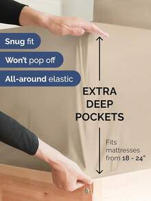 Fitted Sheet 200 X 200 Cm - Extra Deep Fitted Sheet For Mattresses Up To 40 Cm (16 Inches) Height - Soft Brushed Microfibre - Wrinkle-Free, Shrink And Colour Resistant - Oeko-Tex - Dark Grey Bed Sheet - Cream - View 2