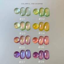 MIANEL 12ML 冬季冰晶透明玻璃珠猫眼凝胶指甲油，2026年热销冰晶透明指甲油，日系流行色凝胶指甲油，适用于指甲和脚趾甲，绿色、蓝色、白色、粉色指甲，美甲艺术，美甲沙龙和DIY美甲用品。 - 彩色 - 查看 12