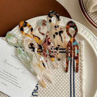 1Pc French Retro Elegant Casual Acetate Hairpin For Women Retro U-Shaped High-End Back Of The Head Bun Hairpin Artifact Simple Hairpin Hairpin Head, Hair Styling Pins, Hair Accessories