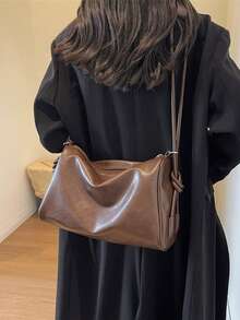 Bolso de almohada de gran capacidad vintage para mujer, nueva moda de piel suave 2025 versátil para cruzar el hombro y llevar debajo del brazo, adecuado para ir al trabajo, otoño/invierno