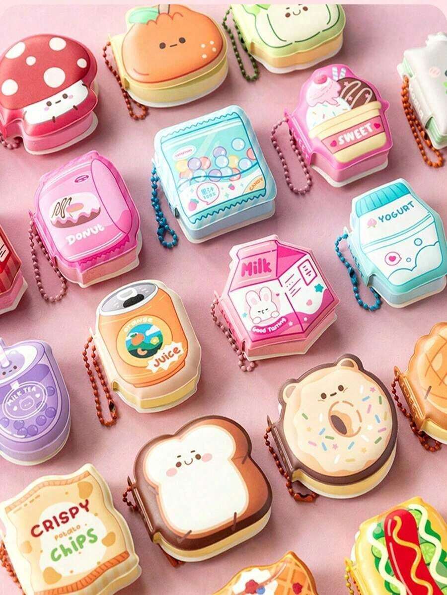 Super Mini Memo Pad 4pcs/Box Or 1pc Random, Decompression Stickers With Portable Chain, Cute Stickers Notes Stationery For Office School, Gift Back To School - Nhiều màu - Xem 1