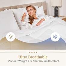 Down Alternative Comforter Queen Size - Fluffy Duvet Insert - Puffy Premium All Season Winter - Luxury Breathable Hotel Plush Comforter - Queen, White,90x90 Inches - White - View 4