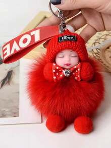 1 pieza Llavero de peluche suave y lujoso de color vibrante, colgante de muñeco de peluche dormido adorable como accesorio para mochila, regalo, bolso o accesorios de coche