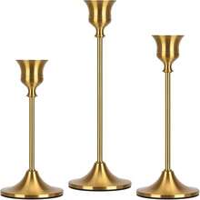 WAXJJDW 3pcs Brass/Gold Metal Candlesticks, Candlestick Holders For Table Centerpieces, Tall Candlesticks With Removable Candlestick Holders, For Wedding Centerpieces, For Party Wedding Table Centerpieces. Romantic Atmosphere Decoration For Restaurant Tabletops. Wedding Table Centerpieces, Candlesticks Suitable For Events, Receptions, Birthdays, And Home Decorations. (Candles Not Included) - 彩色 - 查看 14