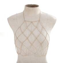 1 Stück modische Strass-Mesh Körperkette Halskette, einzigartiges Design für Partys, Musikfestivals, Frauenzubehör