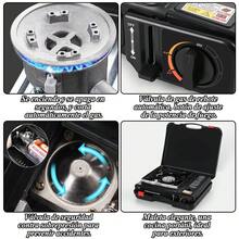 Estufa de Camping Portátil de Doble Uso - 2900W, Estufa de Gas con Parrilla de Cassette, Negro, con Estuche de Transporte y Anillo a Prueba de Viento para Fiestas al Aire Libre y Picnics - Negro - Ver 4