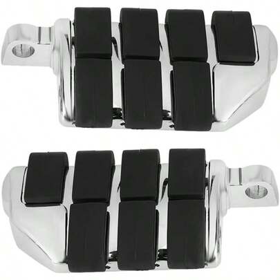 Clavijas de Pie Cromadas, Par de Pedales de Pie de Repuesto Clavijas de Pie de Pata de Len de Goma para Moto estriberas moto custom, reposapies plano moto