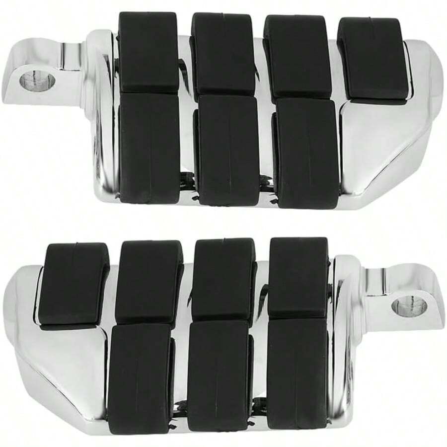 Clavijas de Pie Cromadas, Par de Pedales de Pie de Repuesto Clavijas de Pie de Pata de Len de Goma para Moto estriberas moto custom, reposapies plano moto - Cromo - Ver 1