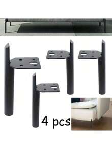 4 件家具腿金属家具支撑腿重型家具支撑脚圆形适用于桌子沙发咖啡桌书架 - 黑色 - 查看 6