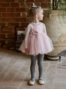 4 Pairs Kids' Simple Versatile Ribbed Neutral Color Tights, Suitable For Girls' Daily Wear - Multicolor - View 2