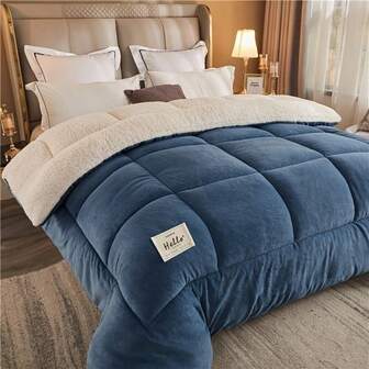 Luxury Thick Winter Down Comforter - Ultra Soft & Microfiber Filled, Solid Color Quilted Duvet, All Season, Machine Washable - Ideal For Bedroom, Hotel And Guest Room (Pillow Sham Not Included)