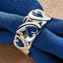 1 件 925 纯银奢华吊坠精致 6-10# 心形戒指女士圣诞婚礼最佳珠宝情人节配饰派对礼物 - 銀色 - 查看 5