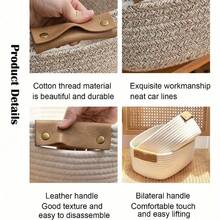 1pc Woven Oval/Round Shallow Storage Basket, Mini Cotton Rope Decorative Small Storage Box, Bathroom Organizer