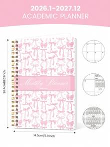 1pc Monthly Planner Calenar For 2026, Minimal 2-Year Monthly Planner With Monthly Overview,Notes,Task Tracker,Planner 2026 To 2027 Office Supplies For Women Desk Accessories, School Supplies Teacher Appreciation Gift Mother's Day - Multicolor - View 6