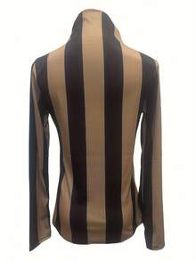 Große Größen Langarm Damen T-Shirt mit Blume Muster, Slim Fit Layering Top, Stehkragen, Frühling/Herbst 2025 Neuankömmling