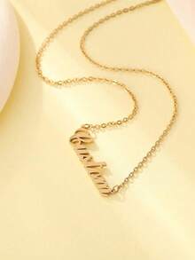 1pc Customized Daily Name Necklace, Personalized Name Necklace, Stainless Steel Customized Nameplate Pendant Necklace, Gift For Valentine's Day, Birthday, Bridesmaid, Christmas, Mother's Day, Her, Party, Fashionable Text Necklace To Showcase Charm - Multicolor - View 5