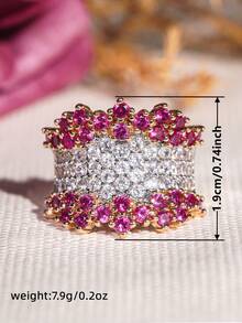1pc Women's Charming Square Zirconia Ring, Suitable For Wedding, Valentine's Day Gift - 4# - View 4