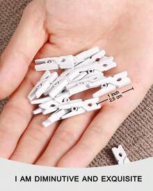 ALQD Clothes Pins Wooden Clothespins Photo 1 Inch 150 PCS Tiny Wood Clips Close Pins Clothing Hanging Classroom Crafts (Black) - White 150 Pcs - 查看 4