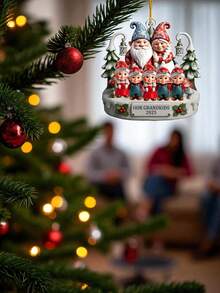 Adorno personalizado de Navidad para abuelos con nombre personalizado, familia y nietos, decoración única con año para abuela y abuelo, regalo festivo de los nietos, lindo adorno colgante para la celebración familiar, adorno personalizado de nuestros nietos 2025, adorno personalizado para abuelos, suministros de regalo de Navidad - Multicolor - Ver 7