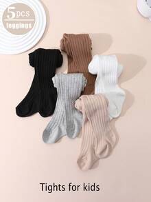 5 أزواج من سراويل الأطفال البنات البسيطة والمتعددة الاستخدامات ذات التصميم المخطط، مناسبة للتنسيق اليومي - متعدد الألوان - مشاهدة 2